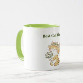 Kawaii Katt Trädgårdsmästare Rosbukett Tvåtons Mug Mugg