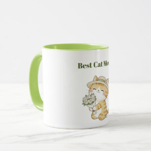 Kawaii Katt Trädgårdsmästare Rosbukett Tvåtons Mug Mugg