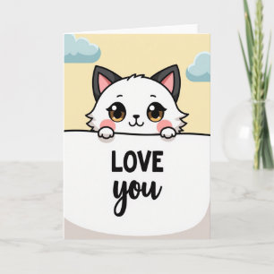 Kawaii Kattälskar Dig Välkomstkort Kort