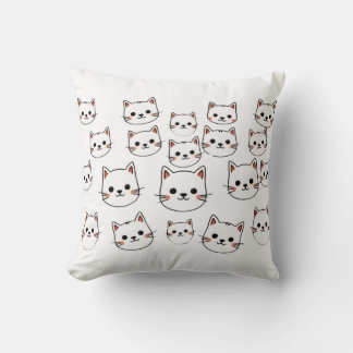 Kawaii Kattansikten – Sött Minimalistisk Tecknad M Kudde