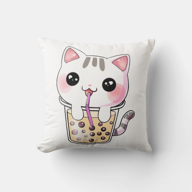 Kawaii-kattbubbelte Kudde (Framsida)