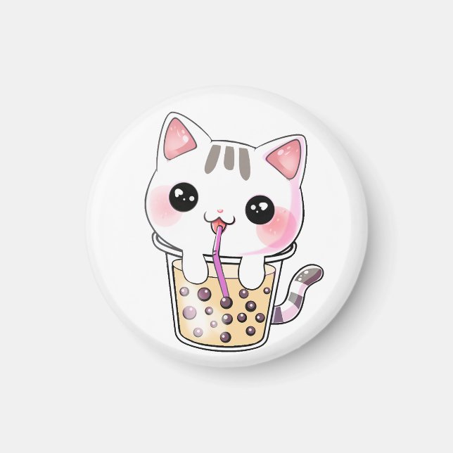 Kawaii-kattbubbelte Magnet (Framsidan)