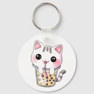 Kawaii-kattbubbelte Nyckelring