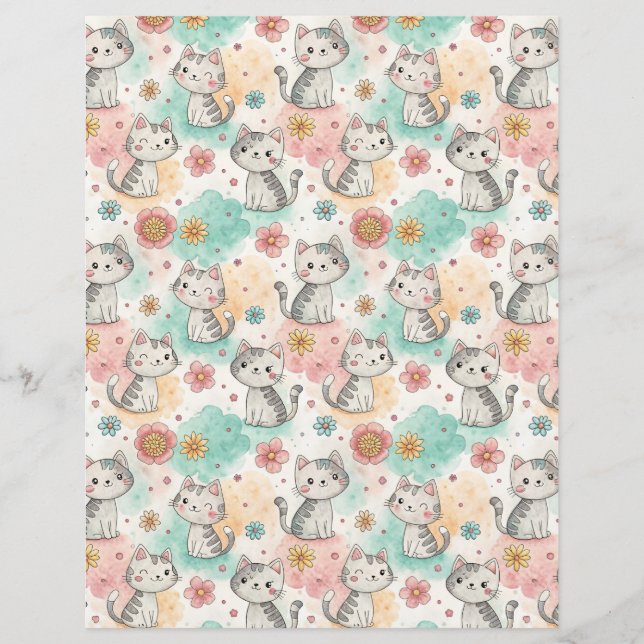 Kawaii katter katt mönster scrapbook papper (Framsida)