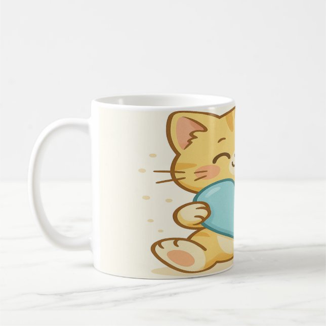 Kawaii-katter med hjärta kaffemugg (Vänster)