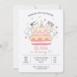 Kawaii-katter och kummel Födelsedagsfest inbjudan