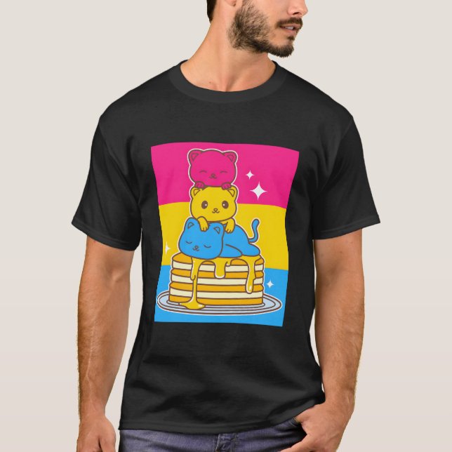 Kawaii Katter Pan Uality Pride Flag Lgbtq T Shirt (Framsida)