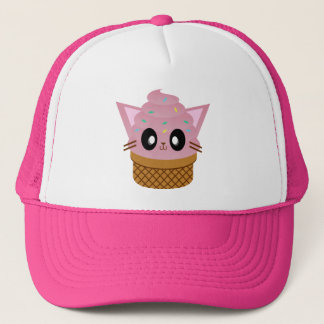 Kawaii kattunge cone glass cat meow truckerkeps