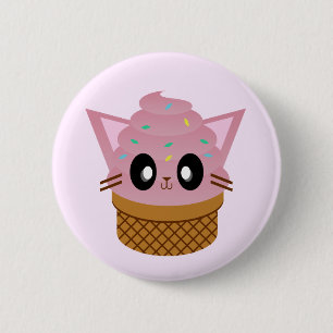 kawaii kattunge cone glass kattkött knapp