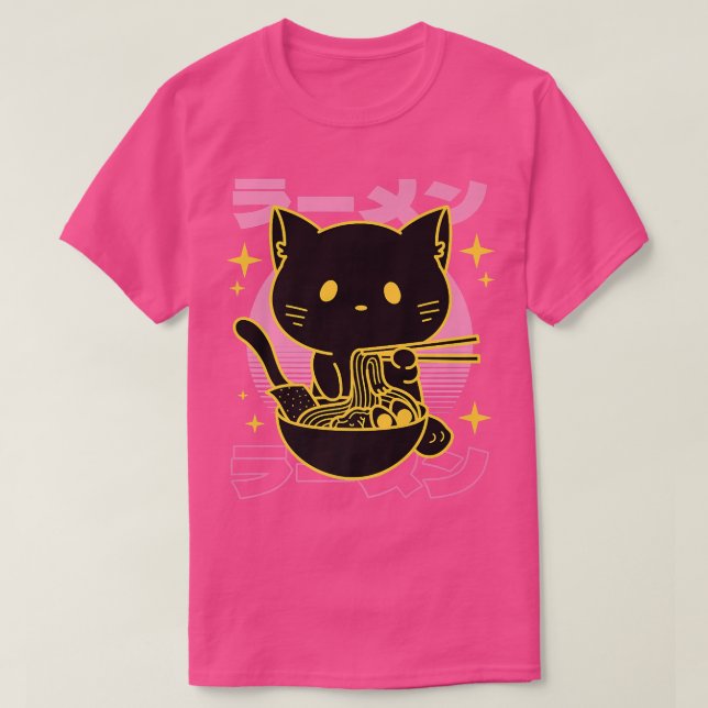 Kawaii Kattunge Eating Ramen Cute Kitten Otaku Ne T Shirt (Design framsida)