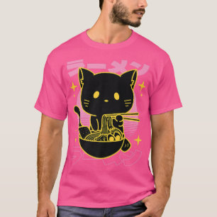 Kawaii Kattunge Eating Ramen Cute Kitten Otaku Ne T Shirt