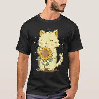Kawaii Kattunge Kitty Anime Katt Solros Solsken V T Shirt