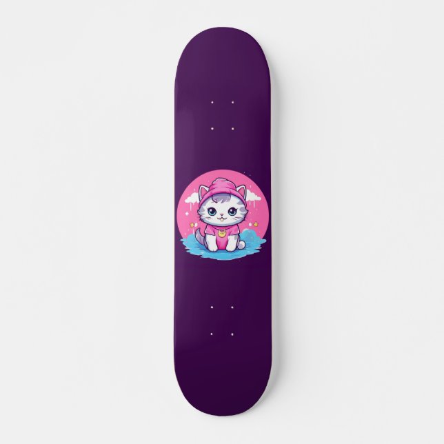 Kawaii Kattunge Mini Skateboard Bräda 18,5 Cm (Framsida)