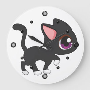 Kawaii Kattunge Wall Clock Stor Klocka