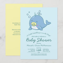 Kawaii Kawaii-inbjudan till Cute Whale Baby Shower Inbjudningar