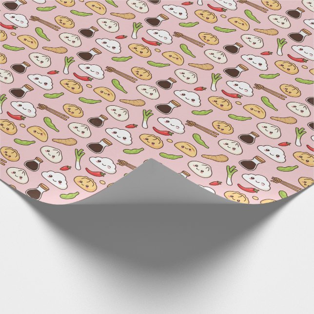 Kawaii kinesiskt mat-tema Inpackningspapper Presentpapper (Hörn)
