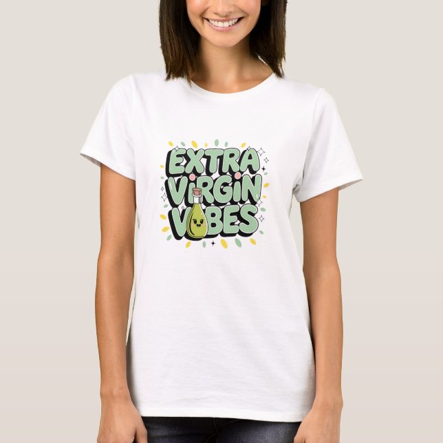 Kawaii Kitchen: Cute Olive Oil Art T Shirt (Framsida)