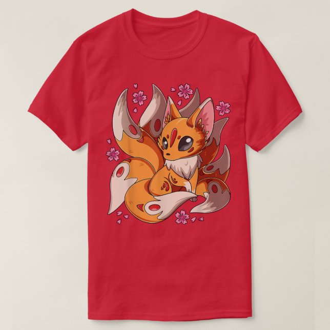 Kawaii Kitsune Fo Japansk Nine Tails Fo Magic T Shirt (Design framsida)