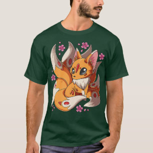 Kawaii Kitsune Fox Japansk Nine Tails Fox Magica T Shirt