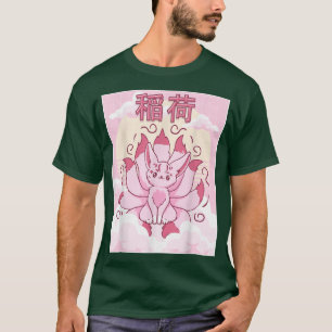 Kawaii Kitsune Inari Fo Japansk Aesthetic Nine Ta T Shirt