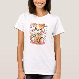 Kawaii Kitten Bubble Tea - Cute Calico Cat Boba T Shirt