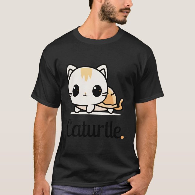 Kawaii Kitten Caturtle Anime Cat Chibi Turtle Cat T Shirt (Framsida)