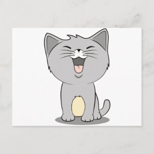 Kawaii kitten grått vykort