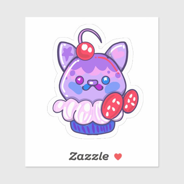 Kawaii Kitty cupcake dekal  (Ark)
