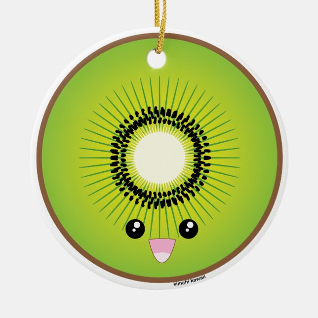 Kawaii Kiwi Julgransprydnad Keramik (Framsidan)