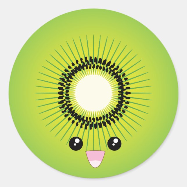 Kawaii Kiwi Runt Klistermärke (Framsida)