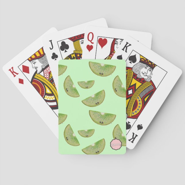 Kawaii Kiwi Slice Mönster Casinokort (Baksidan)