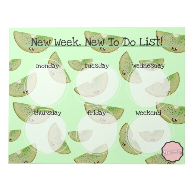 Kawaii Kiwi Slice varje vecka Anteckningsblock (Framsida)
