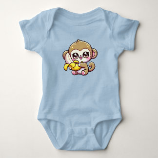 Kawaii Knubbig Baby Monkey Hugger Banana T Shirt