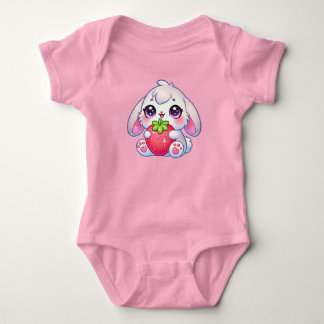 Kawaii Knubbig Bunny Hugger Strawberry T Shirt