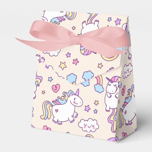 Kawaii-knubbig med unicorns pastel mönster presentaskar (Framsidan Sidan)