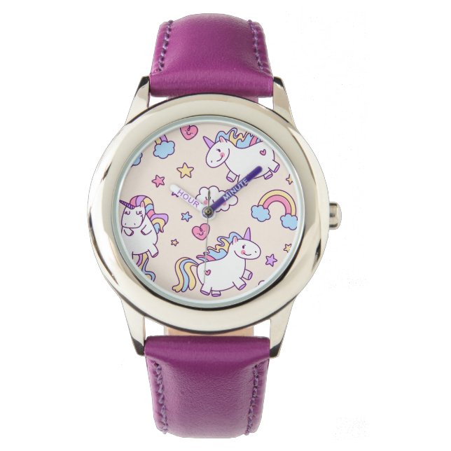 Kawaii-knubbiget med kunstråd av regnbåge mönster armbandsur (Framsida)