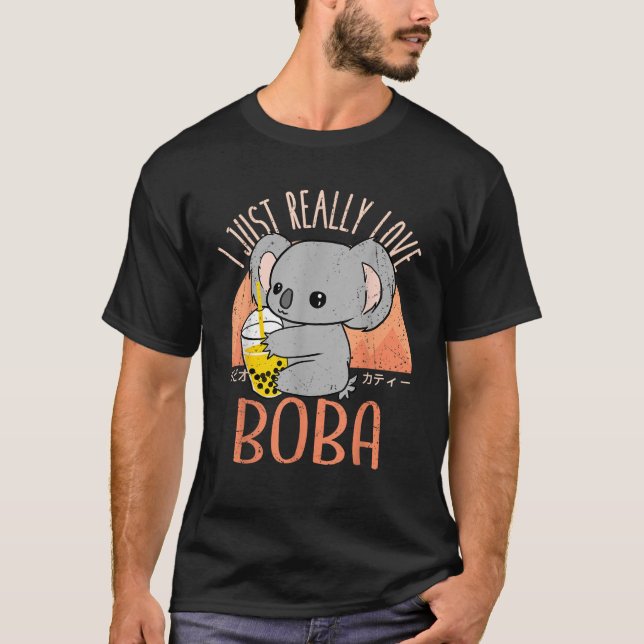 Kawaii Koala Jag Älskar Boba Pärl-Te  T Shirt (Framsida)