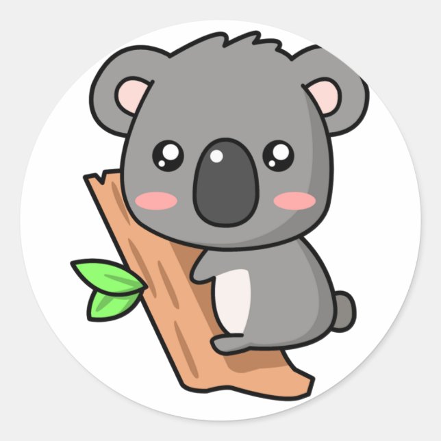Kawaii Koala Runt Klistermärke (Framsida)