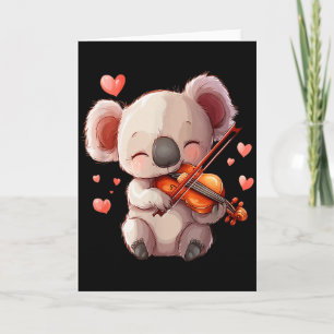 Kawaii Koala Spelar Fiol Grafik För Alla Hjärtans  Kort