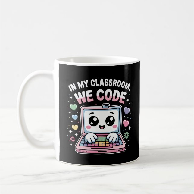 Kawaii Kodnings Laptop – Söt Datavetenskap  Kaffemugg (Vänster)