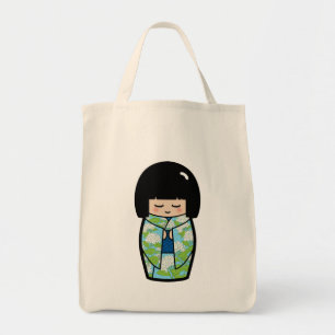 Kawaii Kokeshi (blått) hänger lös den japanska Tygkasse