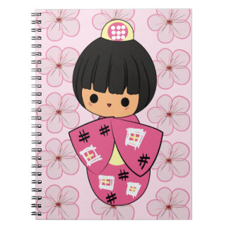 Kawaii Kokeshi dockaanteckningsbok Anteckningsbok Med Spiral
