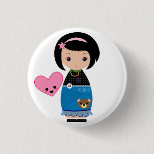 Kawaii Kokeshi klämmer fast Knapp