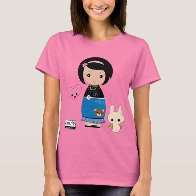 Kawaii Kokeshi Ringer Tee (Framsida)