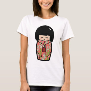 Kawaii Kokeshi (Rosa) Japansk doll Shirt T-shirt