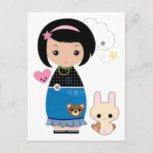 Kawaii Kokeshi vykort