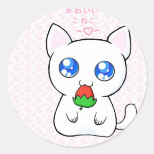 Kawaii Koneko Stickers Runt Klistermärke