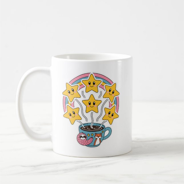 Kawaii Kopp- Cute Rainbow Kopp med stjärnor (Vänster)