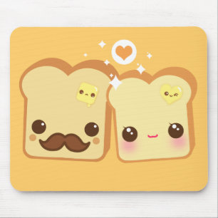 Kawaii kopplar ihop gulliga rostat bröd musmatta