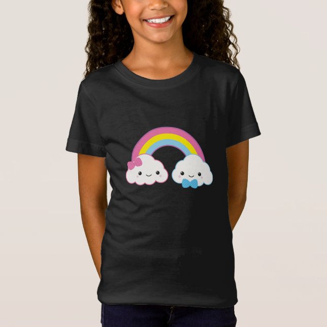 Kawaii kopplar ihop moln med regnbågen t shirt (Framsida)
